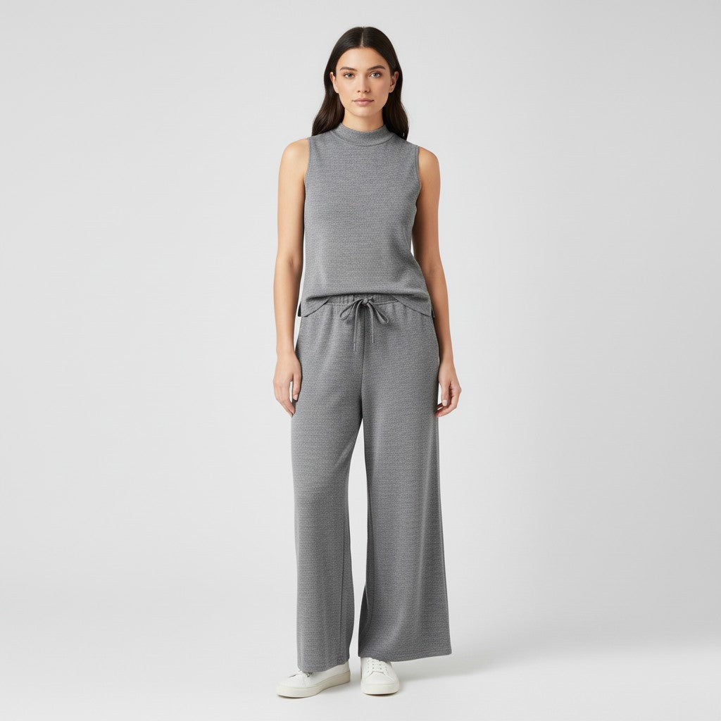 Sleeveless Top and Wide Leg Cropped Pants Set-Bon Voyage Vintage