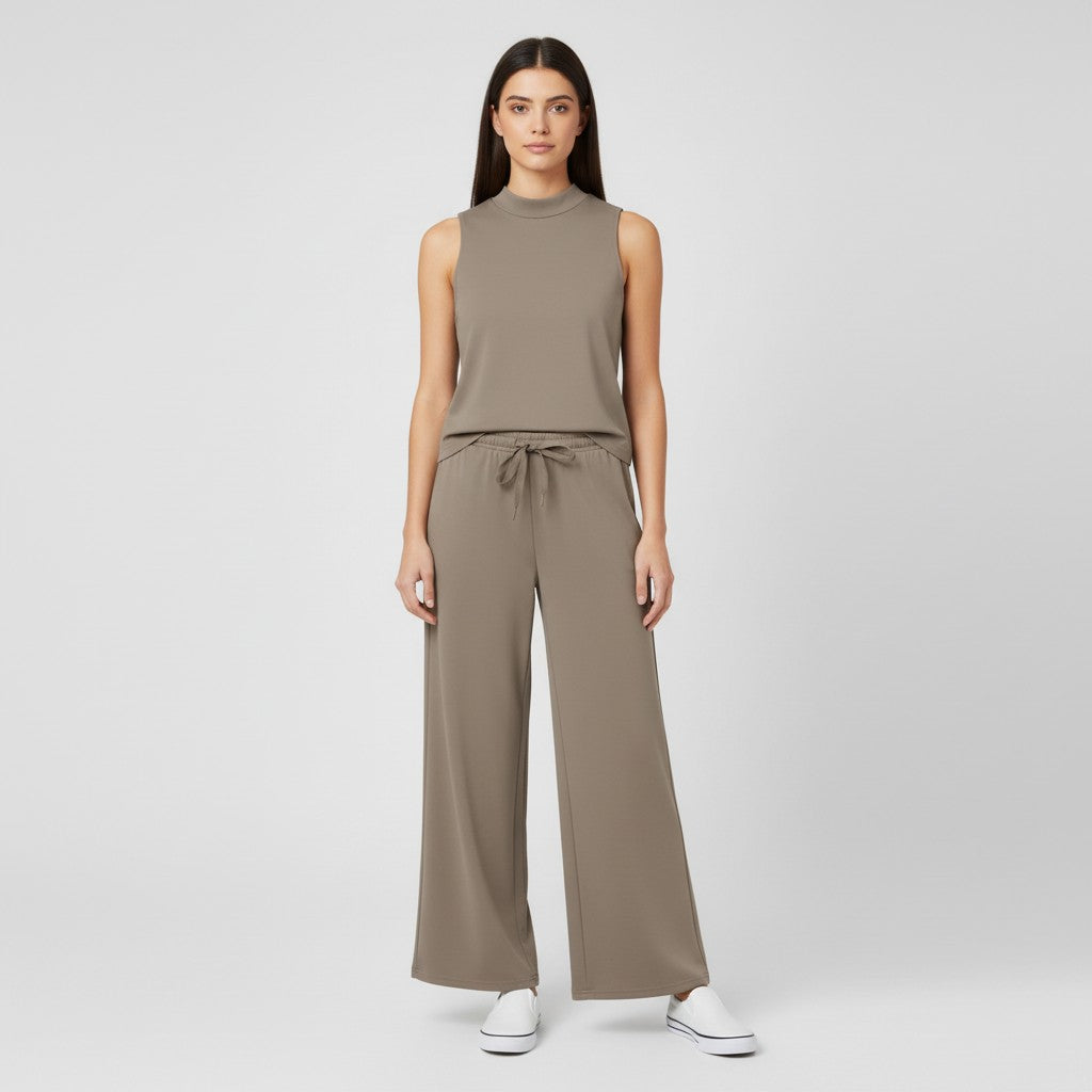 Sleeveless Top and Wide Leg Cropped Pants Set-Bon Voyage Vintage