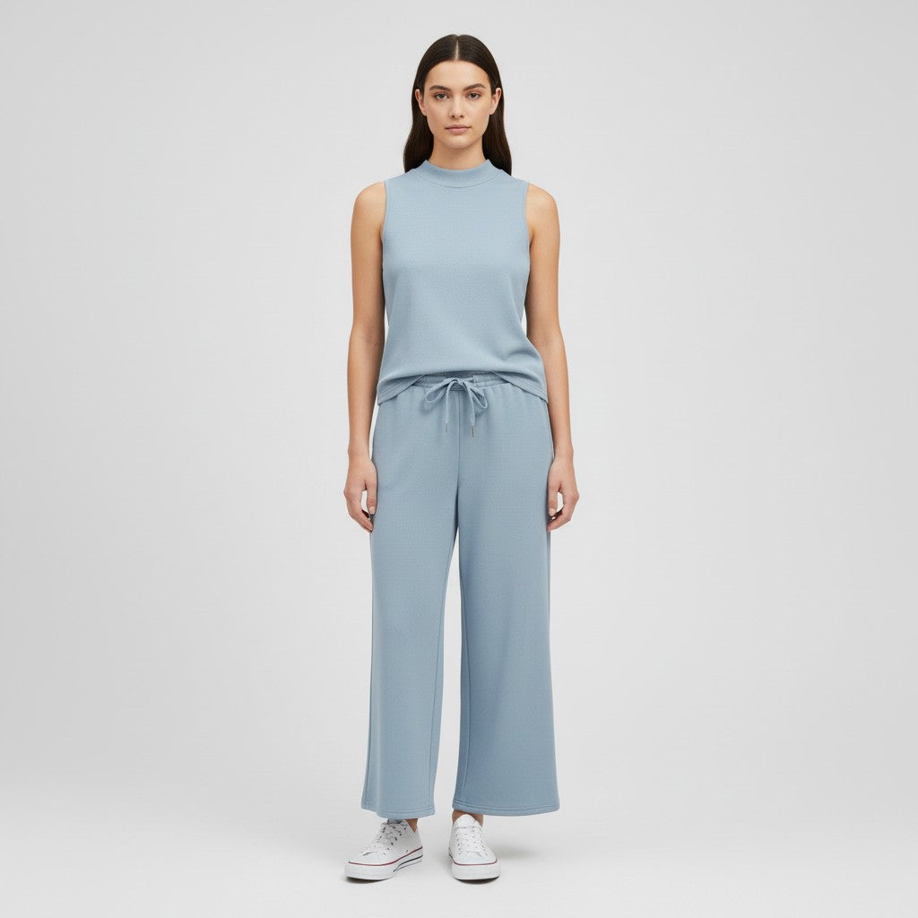 Sleeveless Top and Wide Leg Cropped Pants Set-Bon Voyage Vintage