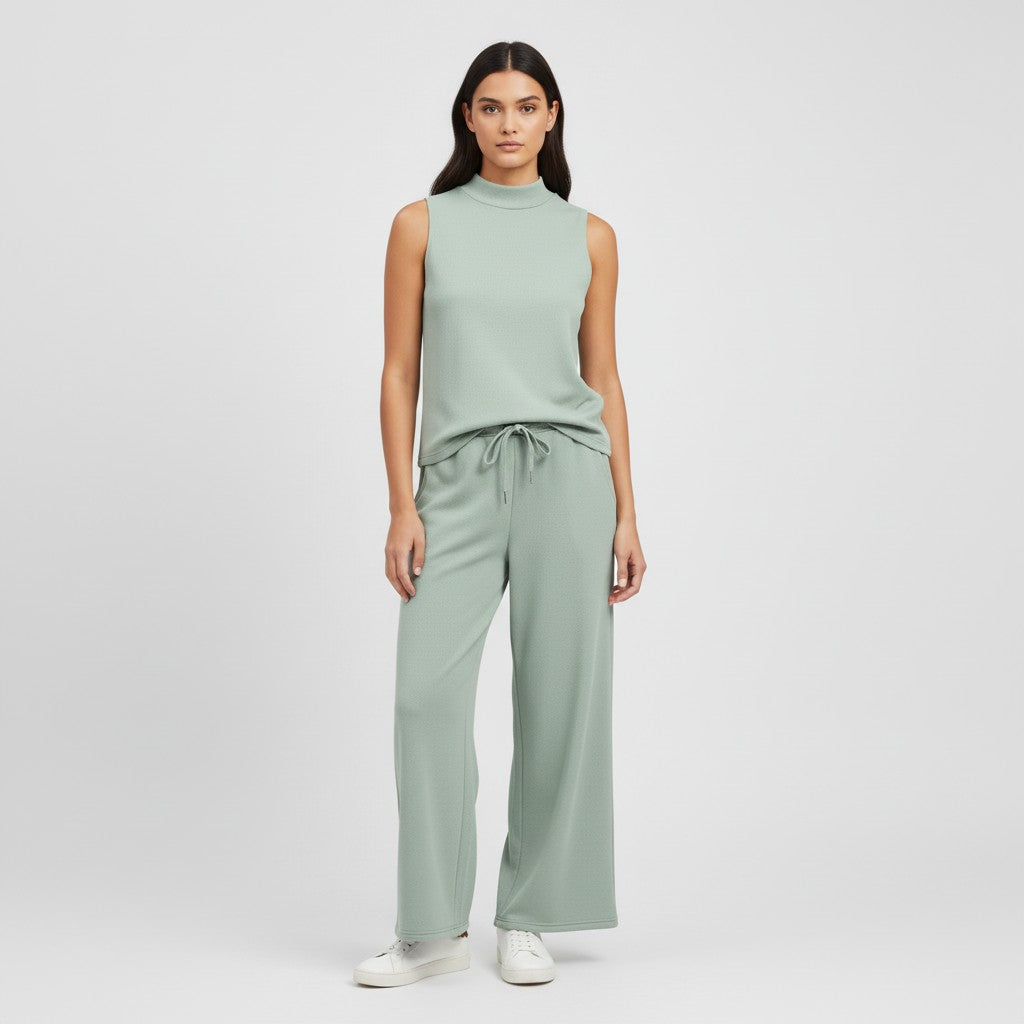 Sleeveless Top and Wide Leg Cropped Pants Set-Bon Voyage Vintage