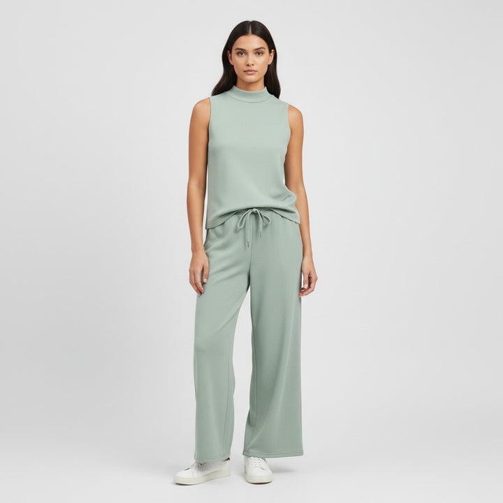 Sleeveless Top and Wide Leg Cropped Pants Set-Bon Voyage Vintage