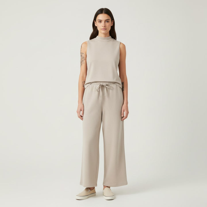 Sleeveless Top and Wide Leg Cropped Pants Set-Bon Voyage Vintage