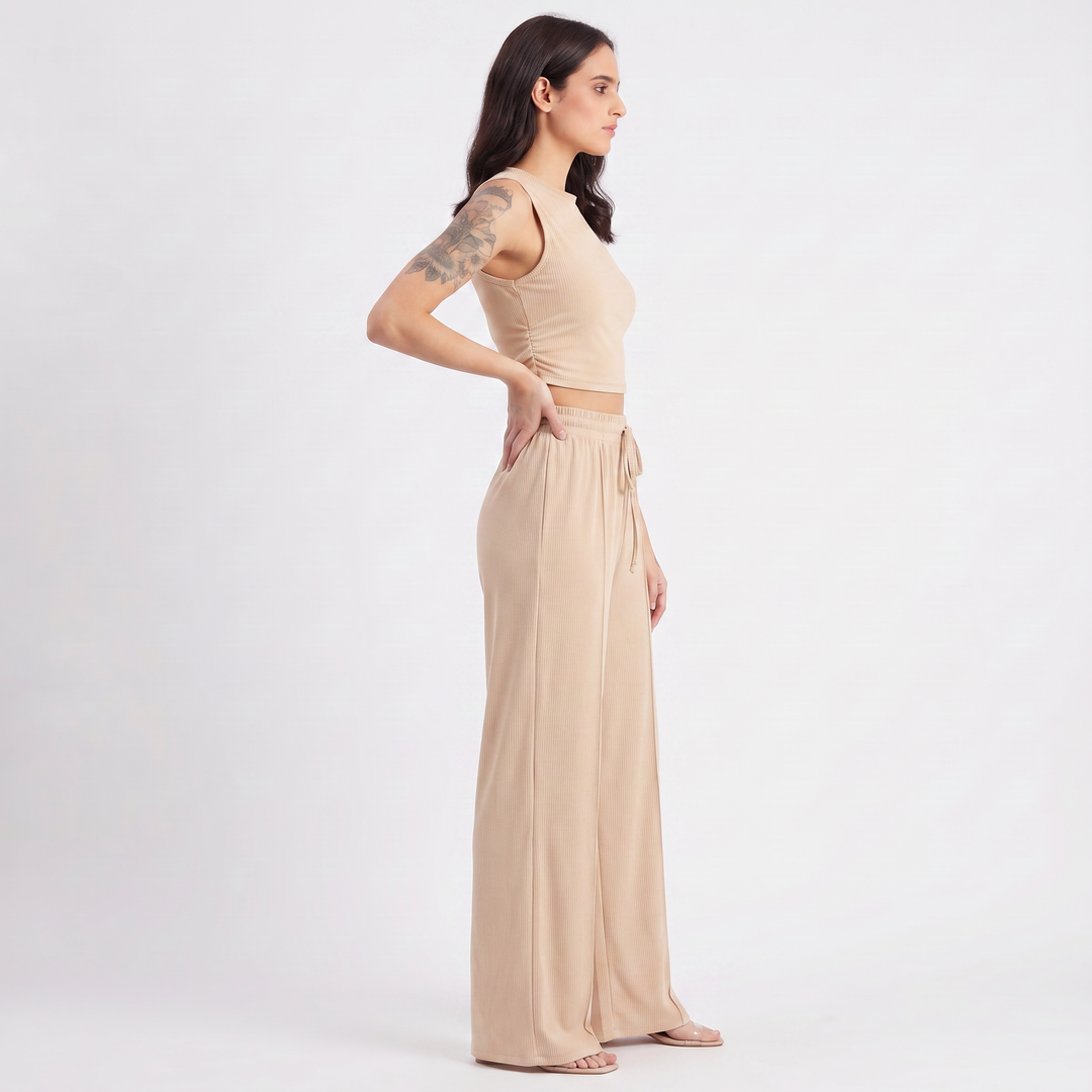 Sleeveless Top and Wide Leg Trousers Two Piece Set for Women-Bon Voyage Vintage