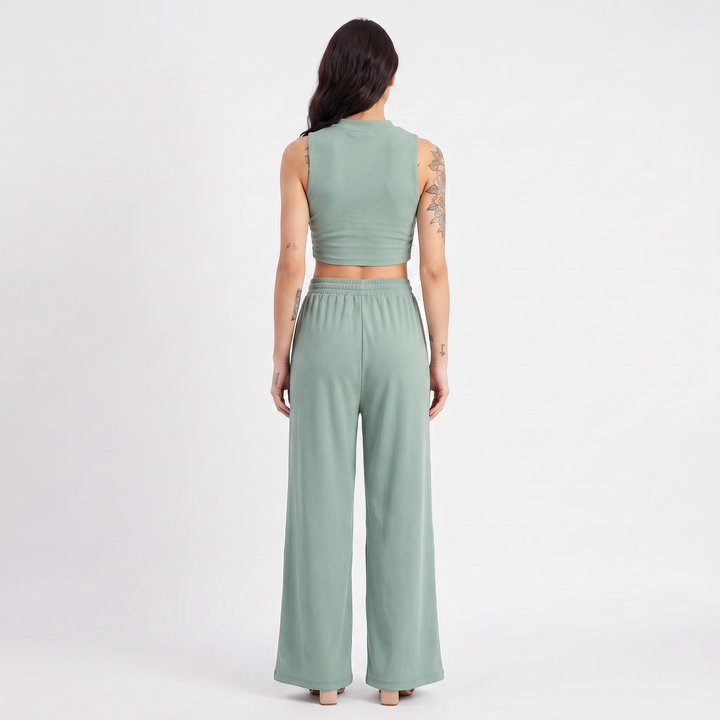 Sleeveless Top and Wide Leg Trousers Two Piece Set for Women-Bon Voyage Vintage