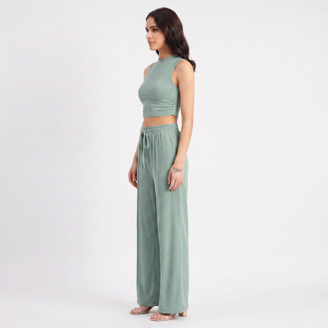 Sleeveless Top and Wide Leg Trousers Two Piece Set for Women-Bon Voyage Vintage