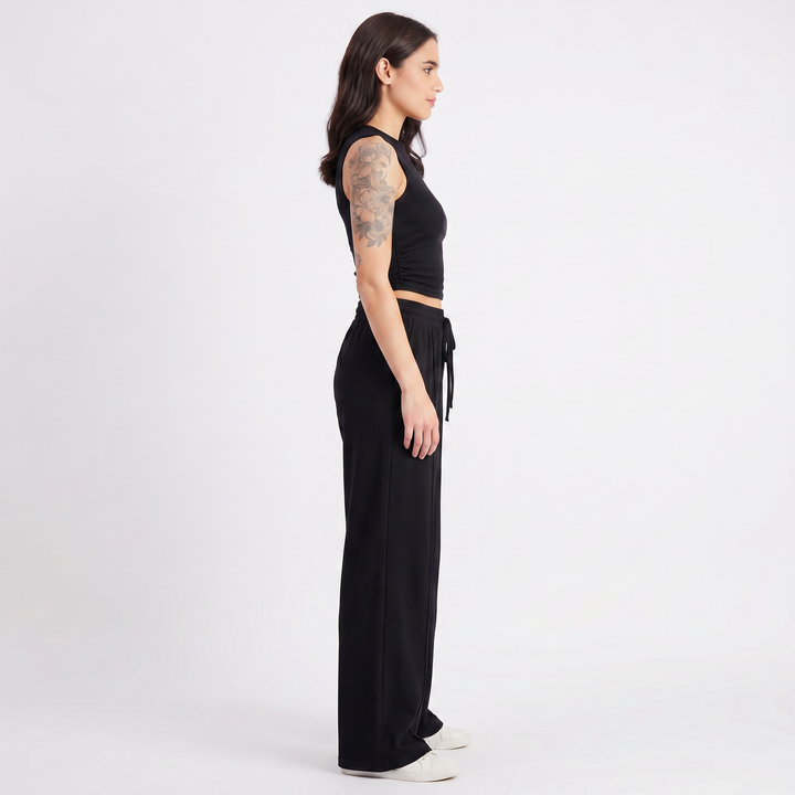 Sleeveless Top and Wide Leg Trousers Two Piece Set for Women-Bon Voyage Vintage