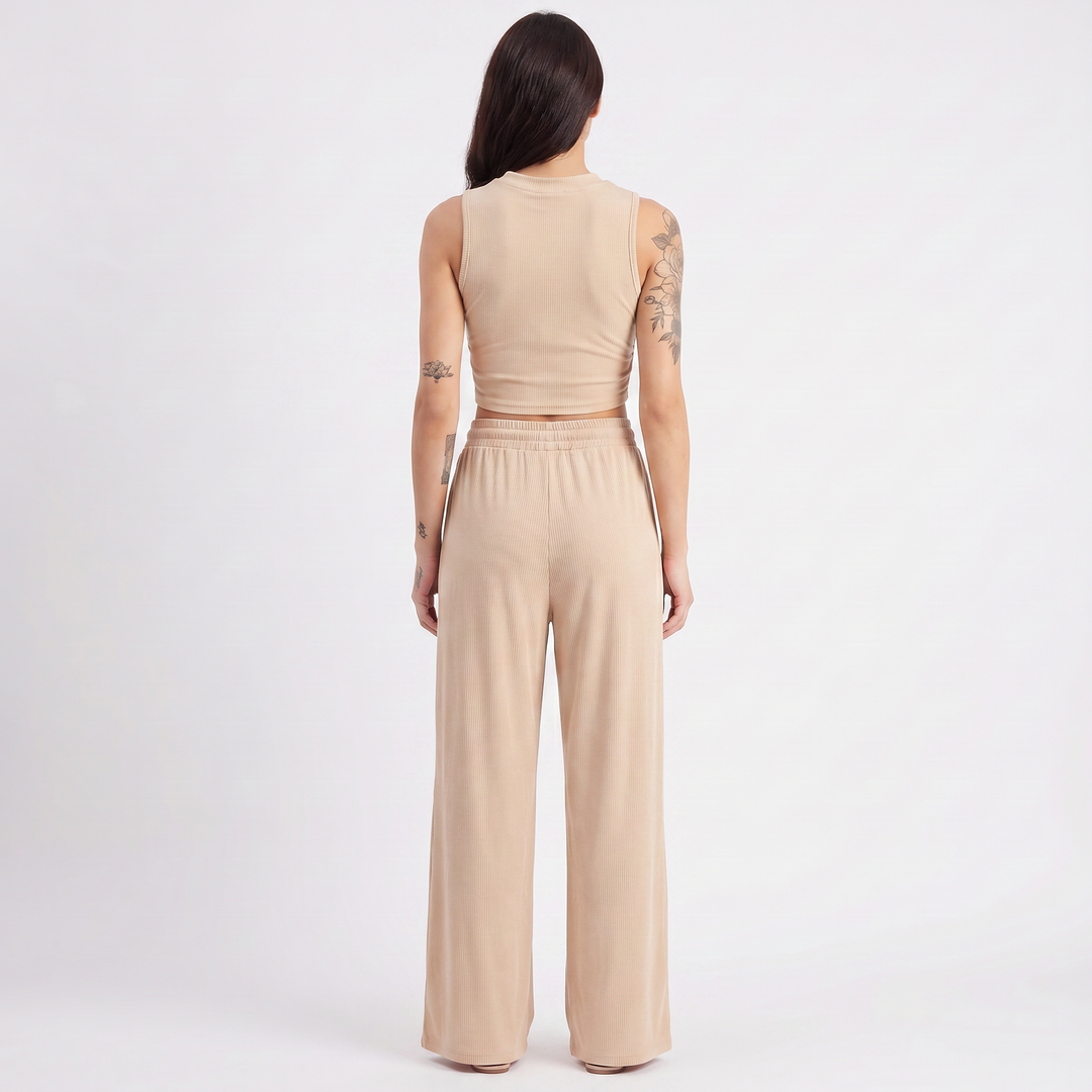 Sleeveless Top and Wide Leg Trousers Two Piece Set for Women-Bon Voyage Vintage