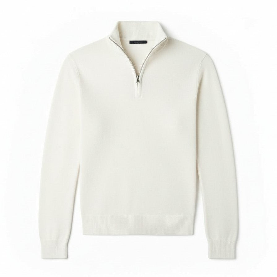 Slim Fit Quarter-Zip Cotton Sweater-Bon Voyage Vintage