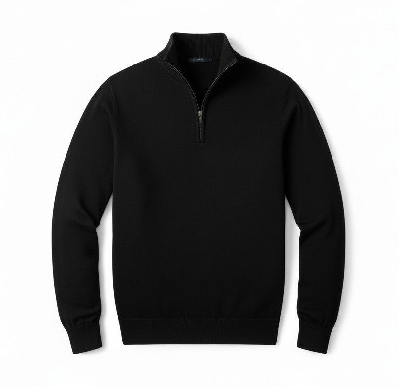Slim Fit Quarter-Zip Cotton Sweater-Bon Voyage Vintage