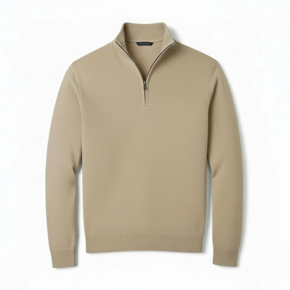 Slim Fit Quarter-Zip Cotton Sweater-Bon Voyage Vintage