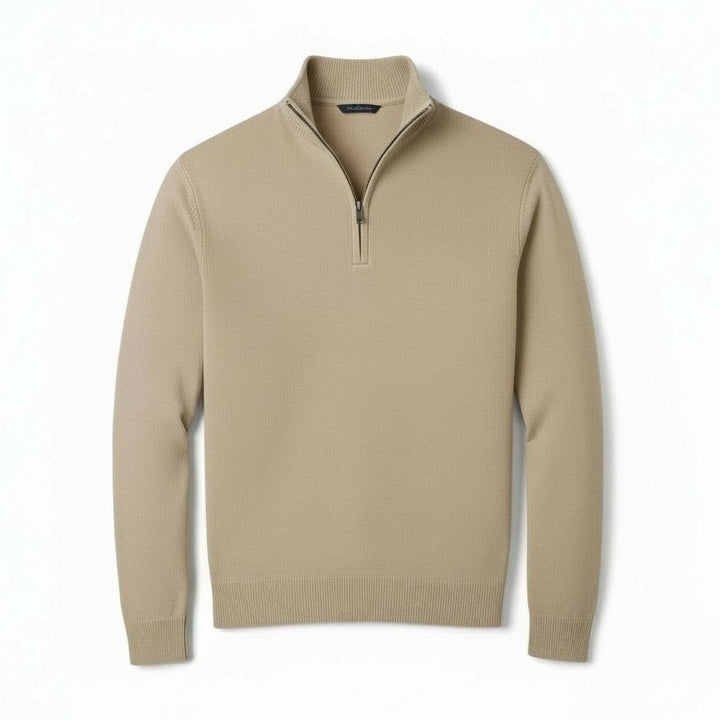 Slim Fit Quarter-Zip Cotton Sweater-Bon Voyage Vintage