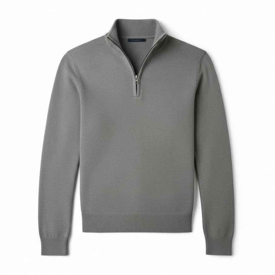 Slim Fit Quarter-Zip Cotton Sweater-Bon Voyage Vintage