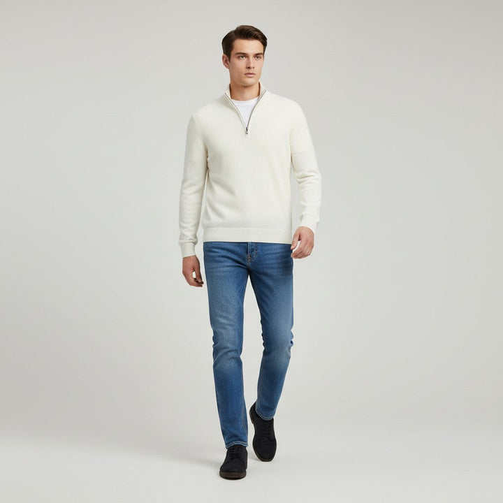 Slim Fit Quarter-Zip Cotton Sweater-Bon Voyage Vintage