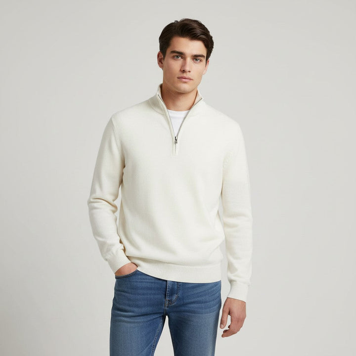 Slim Fit Quarter-Zip Cotton Sweater-Bon Voyage Vintage