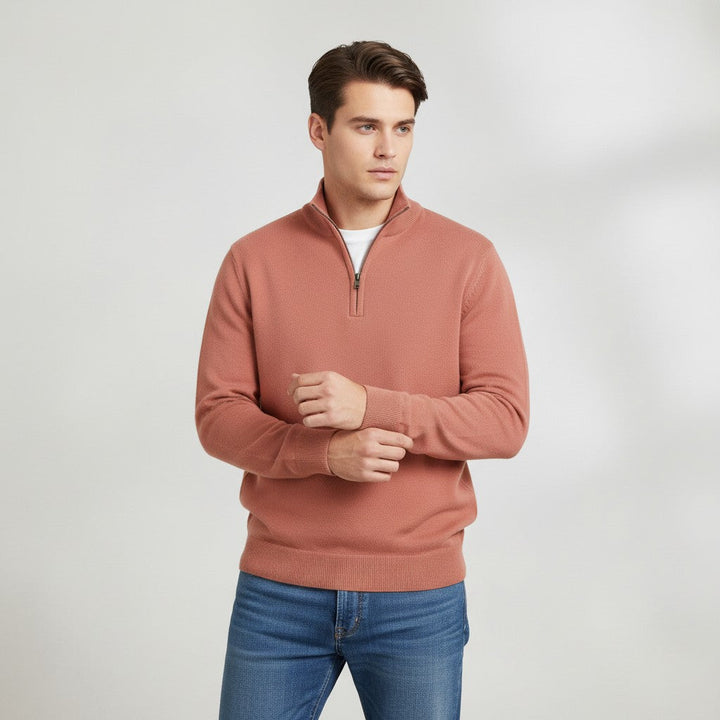 Slim Fit Quarter-Zip Cotton Sweater-Bon Voyage Vintage