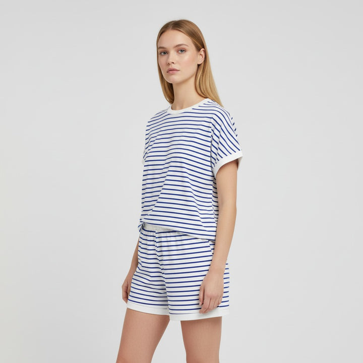 Stylish Women's Short Sleeve Top and Shorts Set-Bon Voyage Vintage