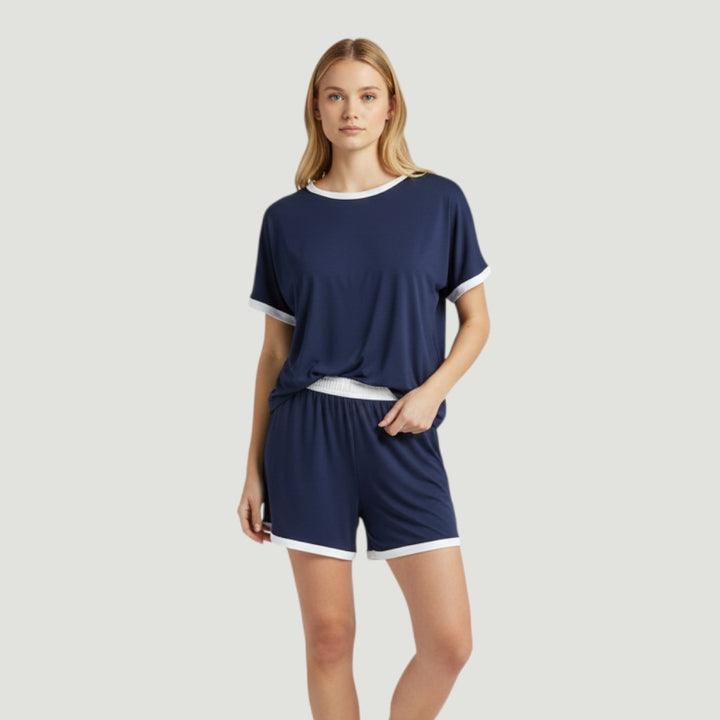 Stylish Women's Short Sleeve Top and Shorts Set-Bon Voyage Vintage