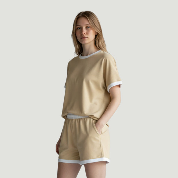Stylish Women's Short Sleeve Top and Shorts Set-Bon Voyage Vintage