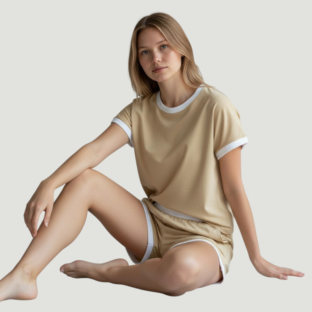 Stylish Women's Short Sleeve Top and Shorts Set-Bon Voyage Vintage
