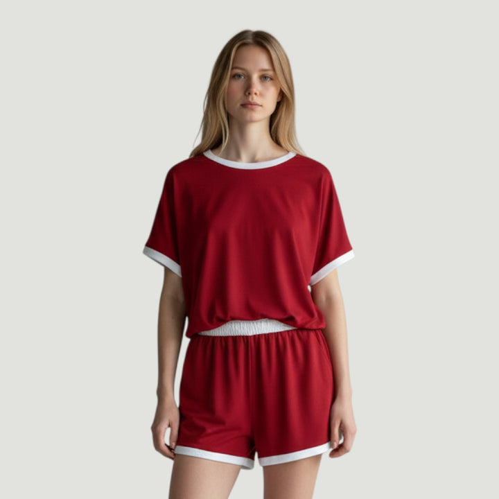 Stylish Women's Short Sleeve Top and Shorts Set-Bon Voyage Vintage