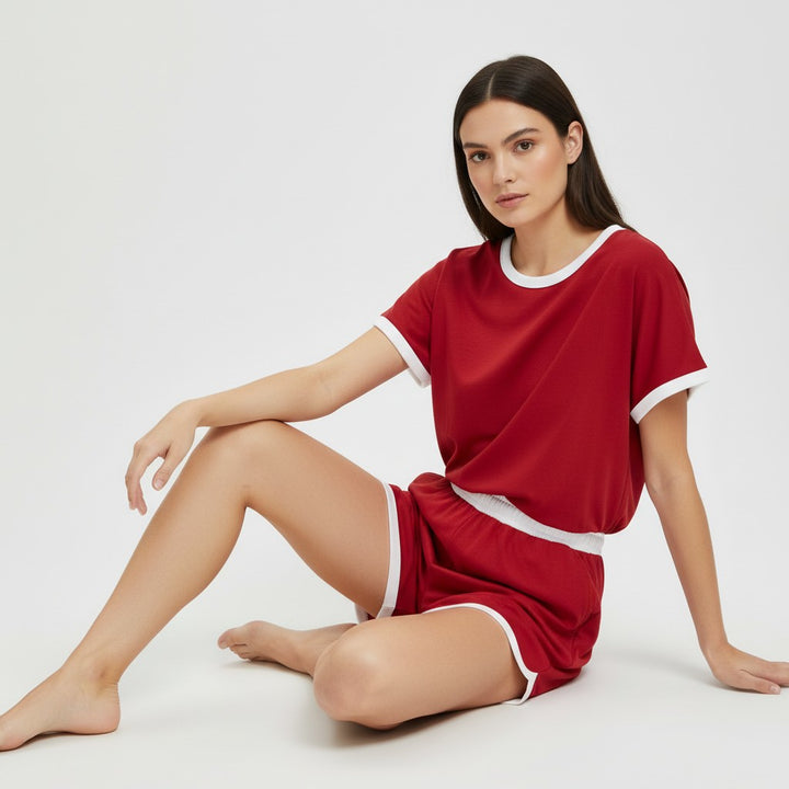 Stylish Women's Short Sleeve Top and Shorts Set-Bon Voyage Vintage