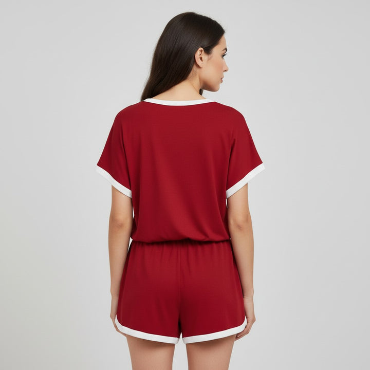 Stylish Women's Short Sleeve Top and Shorts Set-Bon Voyage Vintage