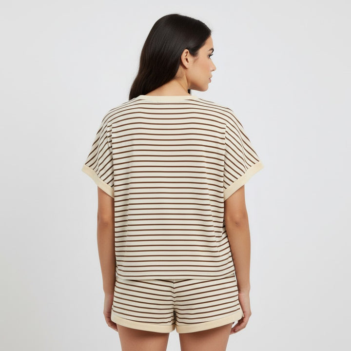 Stylish Women's Short Sleeve Top and Shorts Set-Bon Voyage Vintage