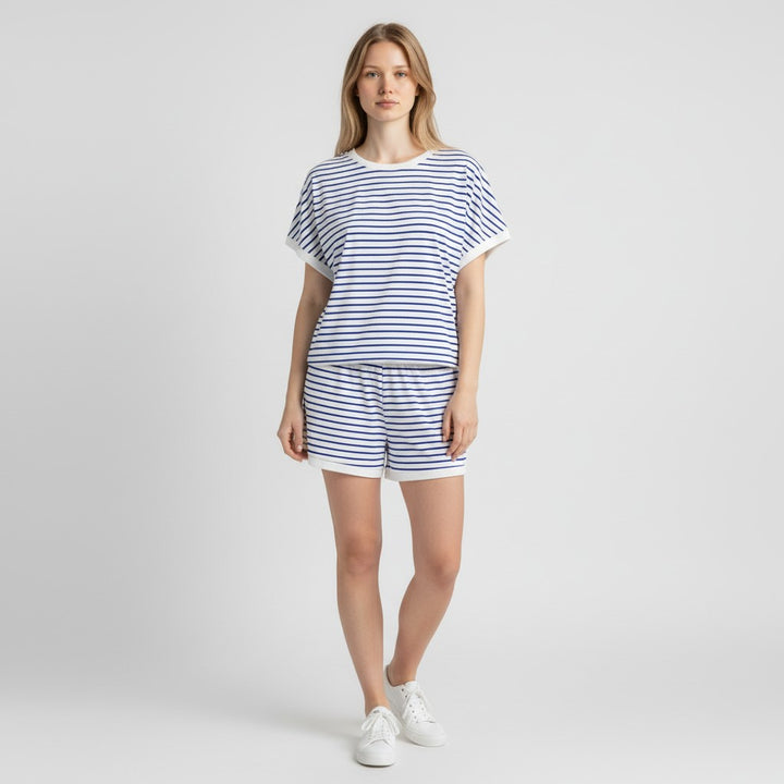 Stylish Women's Short Sleeve Top and Shorts Set-Bon Voyage Vintage