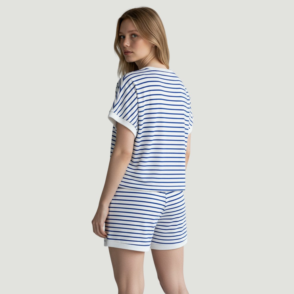 Stylish Women's Short Sleeve Top and Shorts Set-Bon Voyage Vintage