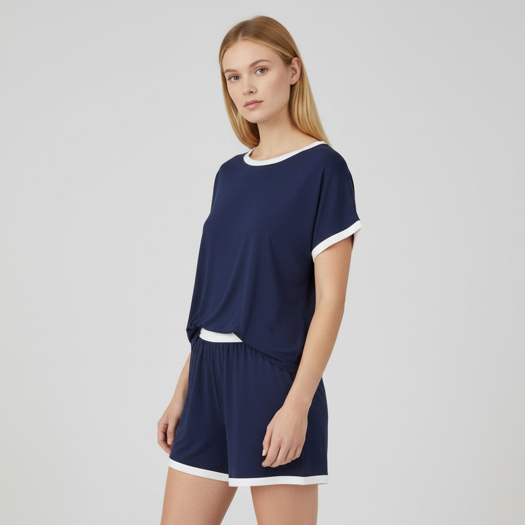 Stylish Women's Short Sleeve Top and Shorts Set-Bon Voyage Vintage