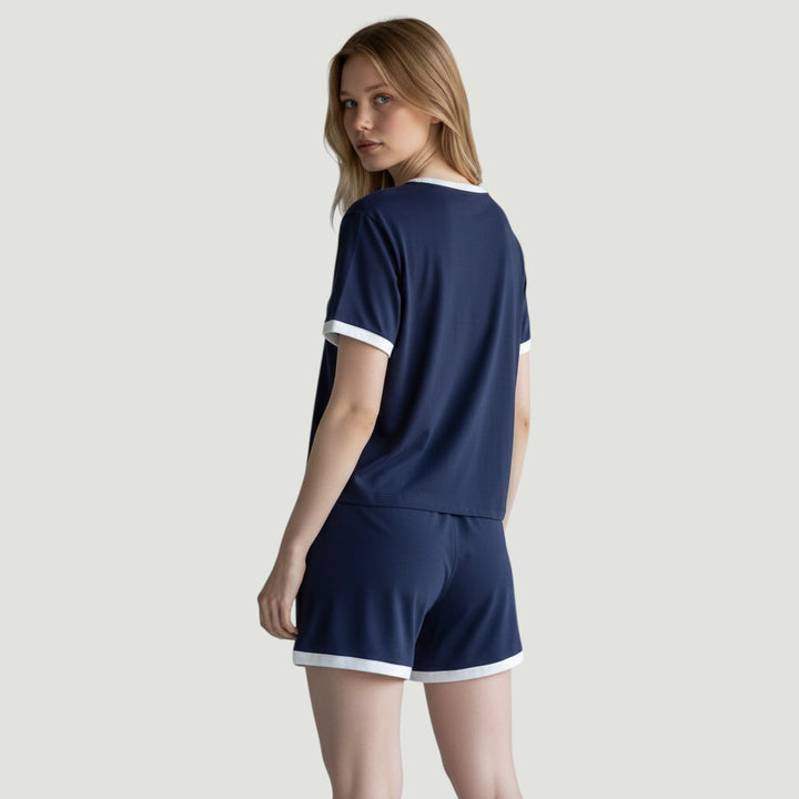 Stylish Women's Short Sleeve Top and Shorts Set-Bon Voyage Vintage