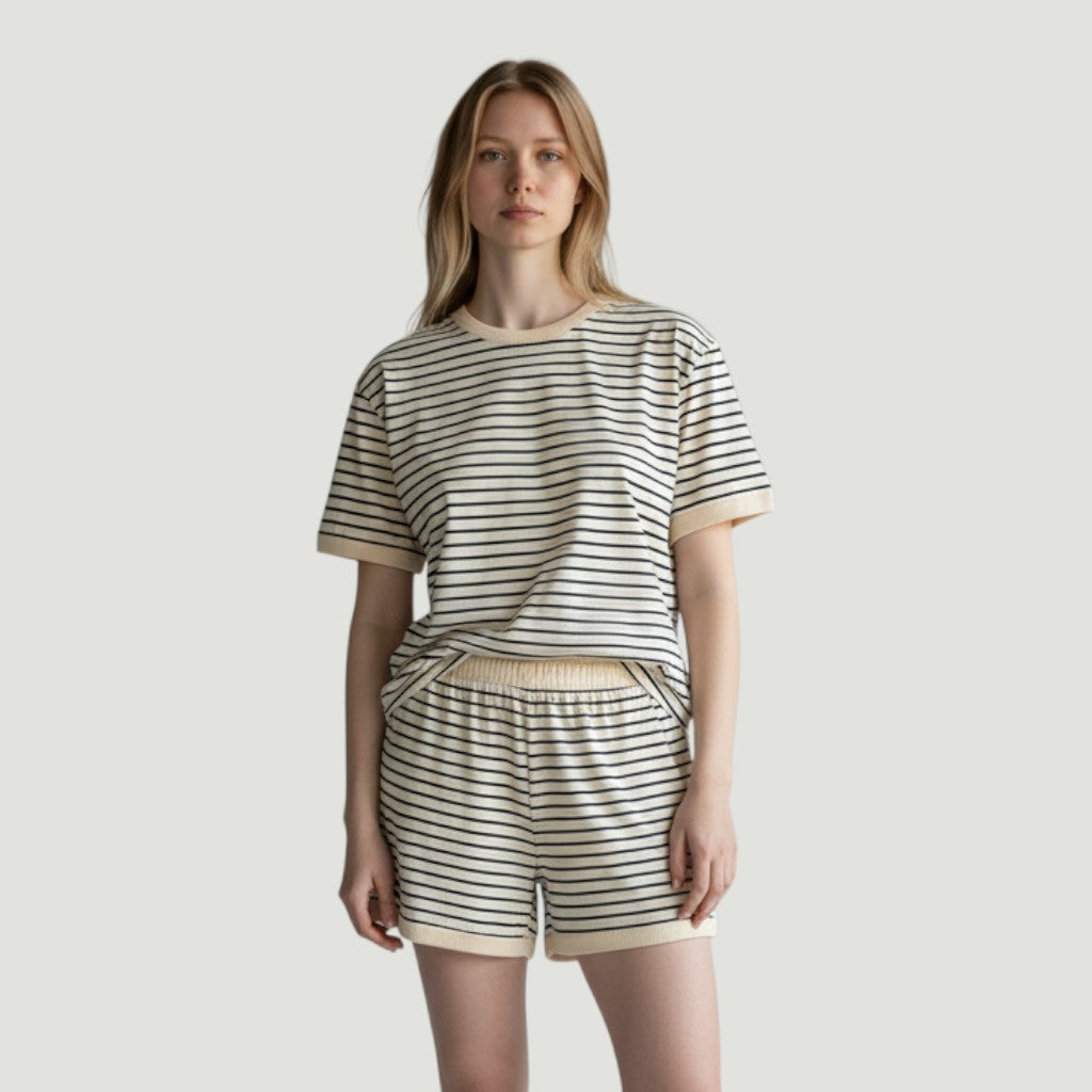 Stylish Women's Short Sleeve Top and Shorts Set-Bon Voyage Vintage