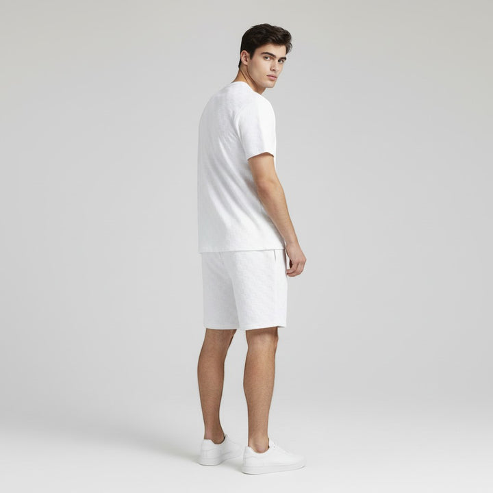 Textured Short Sleeve T-Shirt and Shorts Set for Men-Bon Voyage Vintage