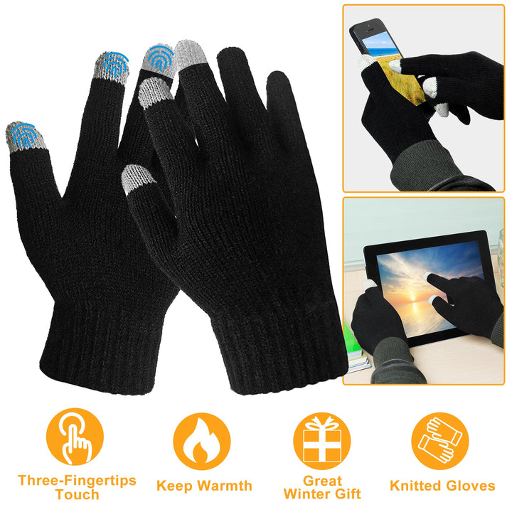 Touch Screen Full Finger Knitted Winter Gloves for Warm and Smart Use-Bon Voyage Vintage