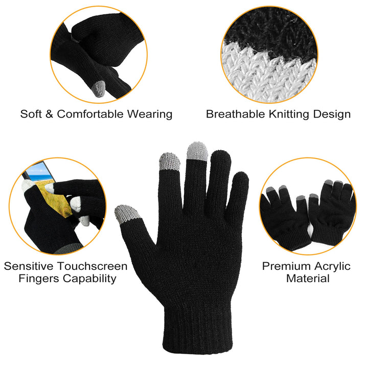 Touch Screen Full Finger Knitted Winter Gloves for Warm and Smart Use-Bon Voyage Vintage