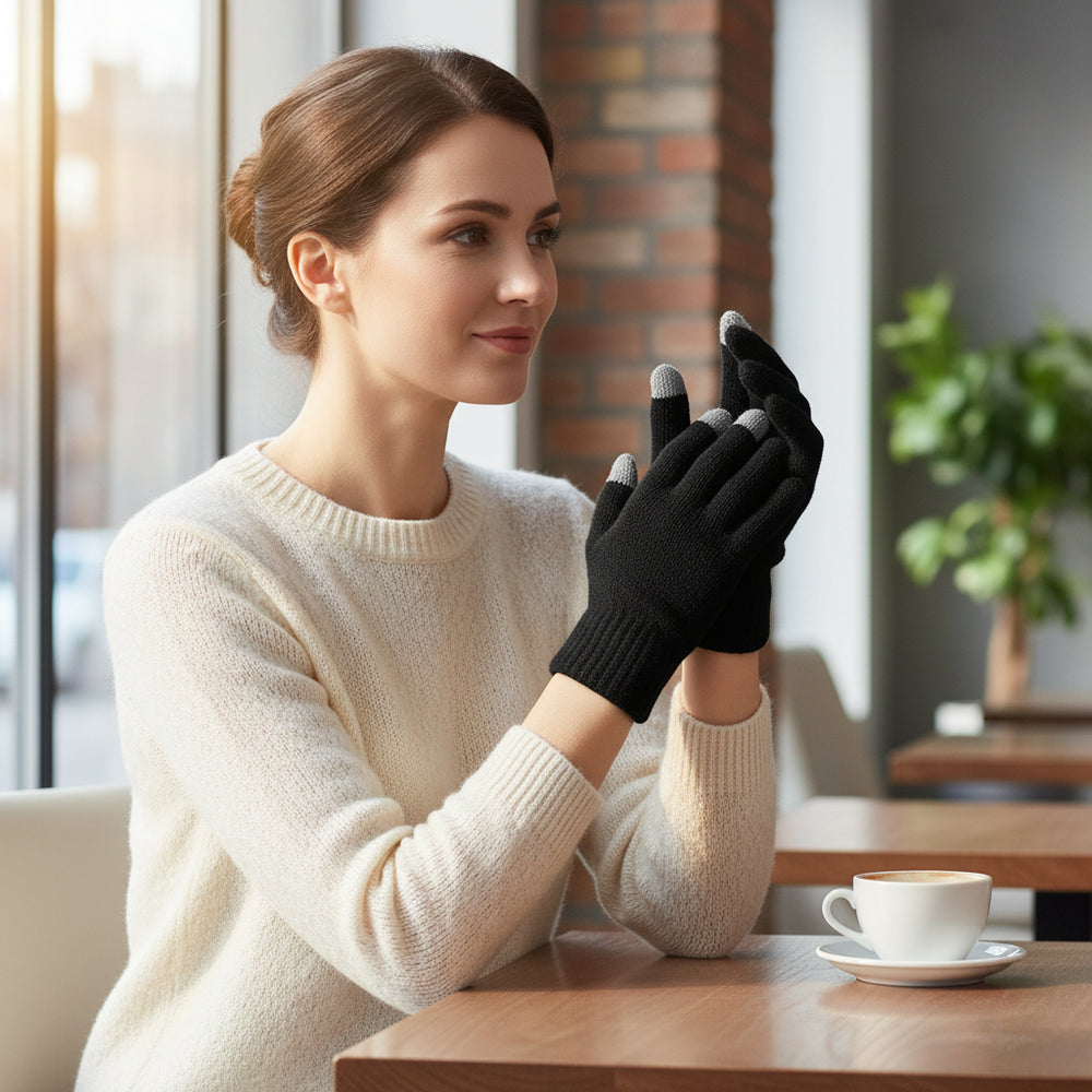 Touch Screen Full Finger Knitted Winter Gloves for Warm and Smart Use-Bon Voyage Vintage