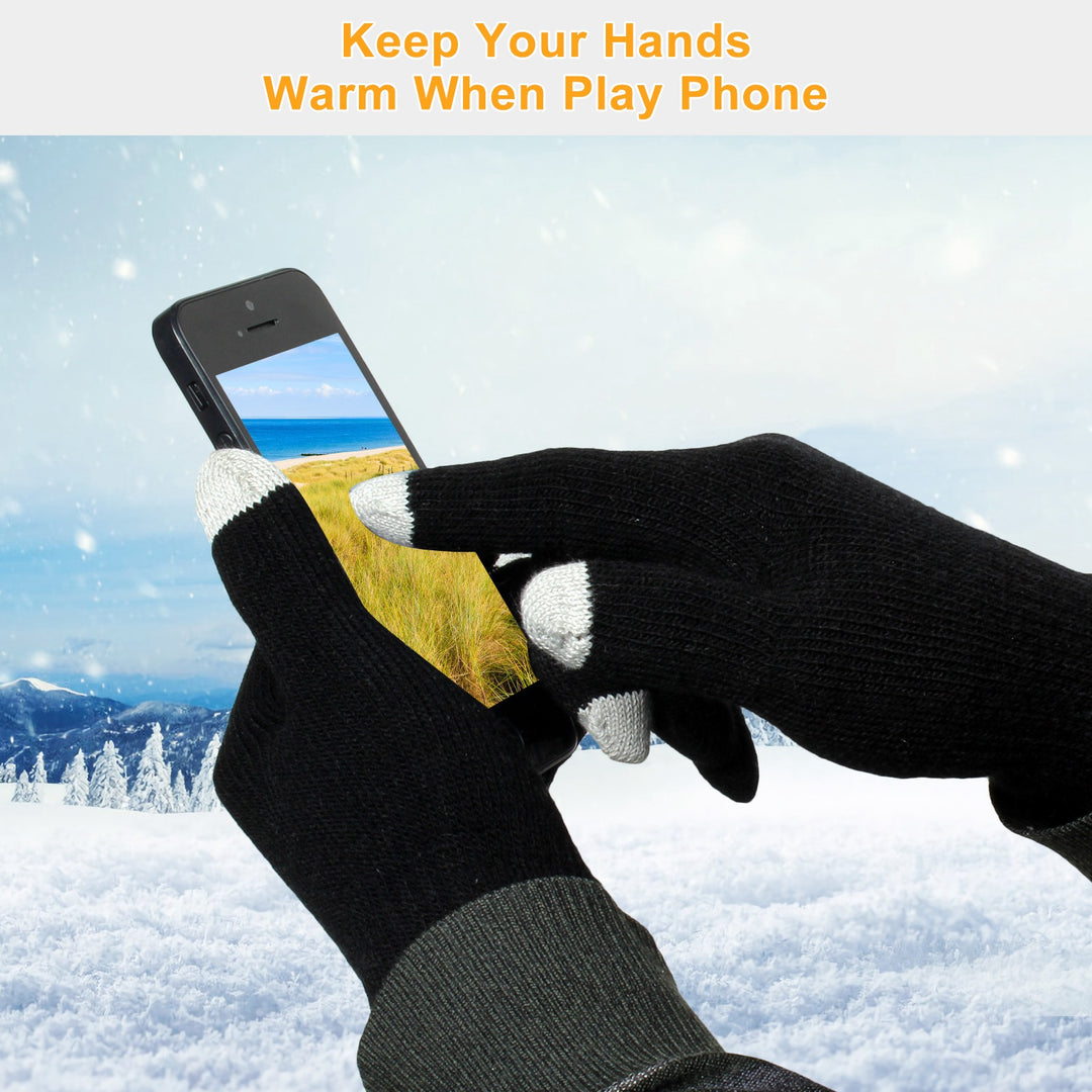 Touch Screen Full Finger Knitted Winter Gloves for Warm and Smart Use-Bon Voyage Vintage