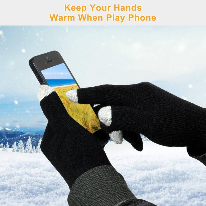 Touch Screen Full Finger Knitted Winter Gloves for Warm and Smart Use-Bon Voyage Vintage