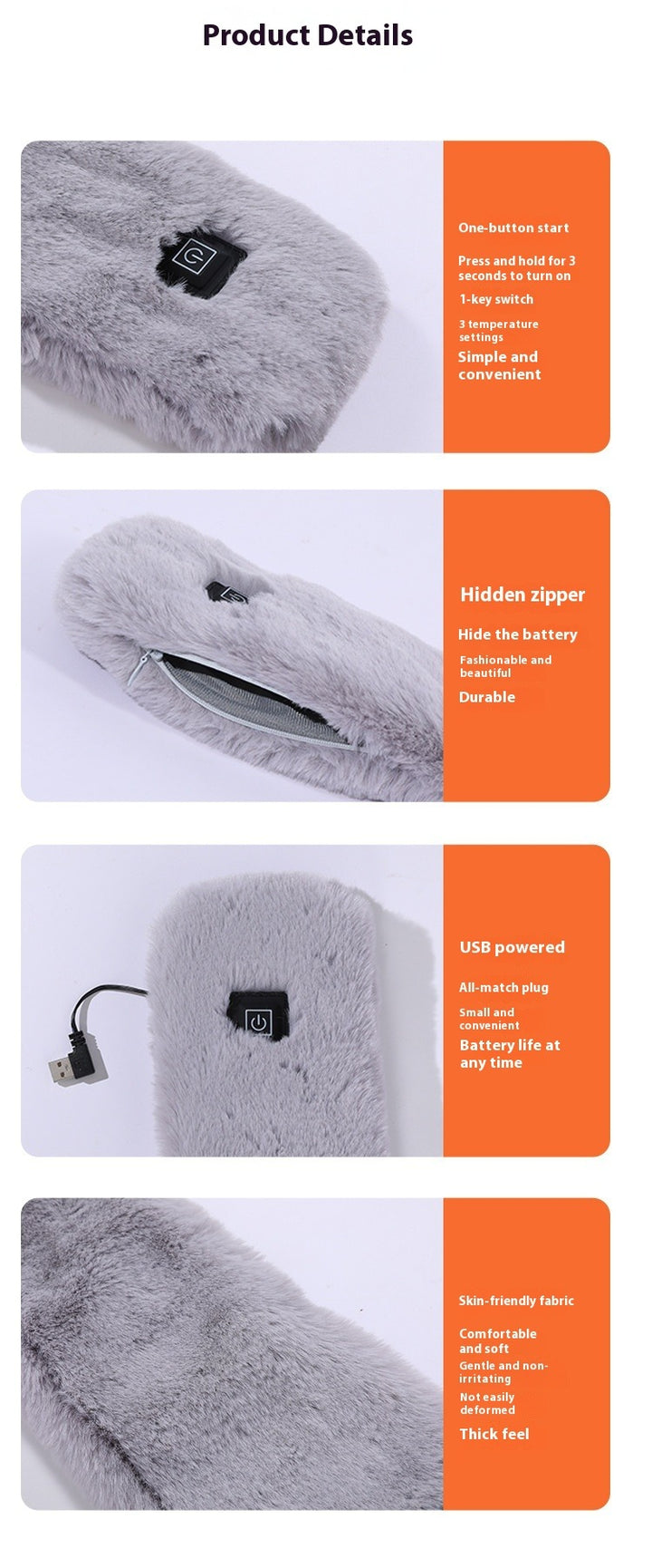 USB Heated Neck Scarf Adjustable Temperature Winter Neck Warmer-Bon Voyage Vintage