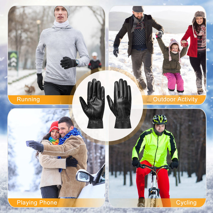 Unisex Leather Winter Gloves – Windproof and Warm-Bon Voyage Vintage