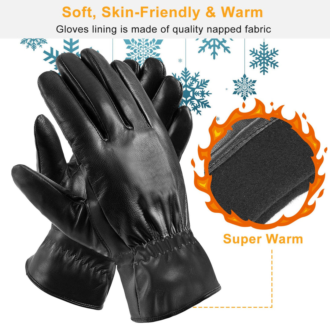 Unisex Leather Winter Gloves – Windproof and Warm-Bon Voyage Vintage