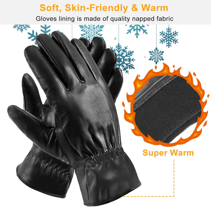 Unisex Leather Winter Gloves – Windproof and Warm-Bon Voyage Vintage
