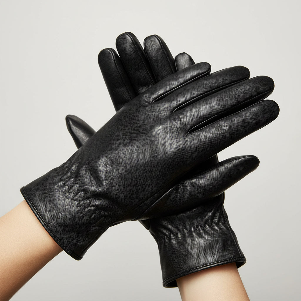 Unisex Leather Winter Gloves – Windproof and Warm-Bon Voyage Vintage
