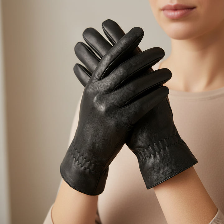 Unisex Leather Winter Gloves – Windproof and Warm-Bon Voyage Vintage