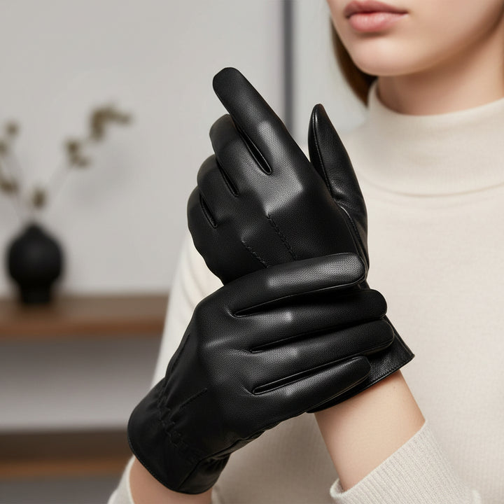 Unisex Leather Winter Gloves – Windproof and Warm-Bon Voyage Vintage