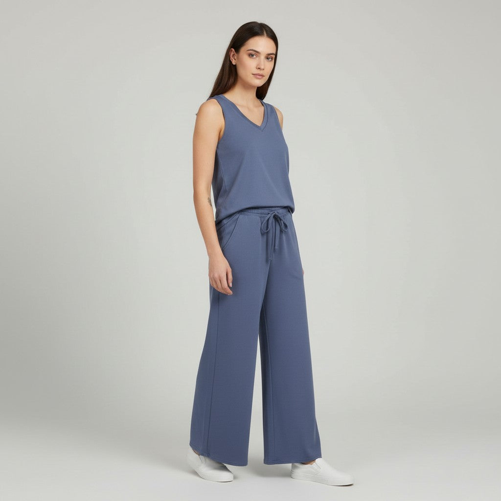 V-neck Vest and Casual Pants Set for Women-Bon Voyage Vintage