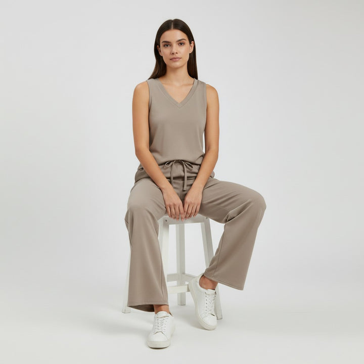 V-neck Vest and Casual Pants Set for Women-Bon Voyage Vintage