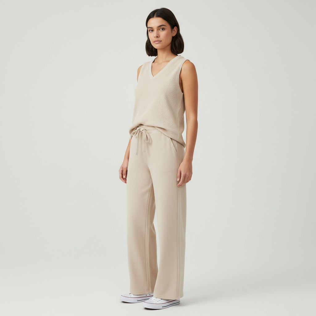 V-neck Vest and Casual Pants Set for Women-Bon Voyage Vintage