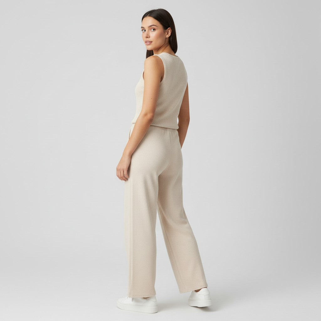 V-neck Vest and Casual Pants Set for Women-Bon Voyage Vintage