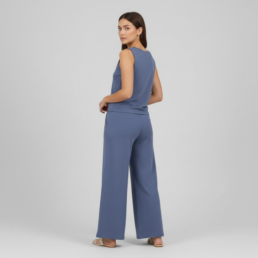 V-neck Vest and Casual Pants Set for Women-Bon Voyage Vintage